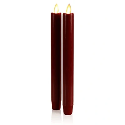 Imagen de Luminara Juego de 2 velas LED cónicas llama móvil (1 x 9.75), vela sin llama, borde derretido, cera suave, perfume (rojo)