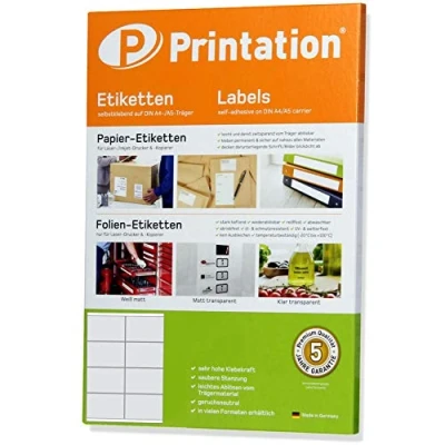 Imagen de Printation etiquetas 105 x 57 mm 100 autoadhesivas blancas para escribir en 10 hojas DIN A4, 2 5 imprimibles por hoja,