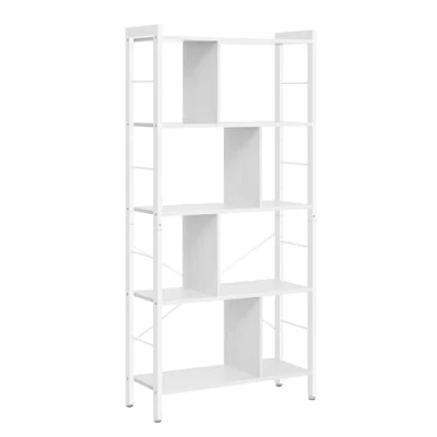 Imagen de VASAGLE estantería, Estante de Escritorio 5 Pisos, Independiente, estantería Abierta, Grande, Estructura metálica, Estilo Moderno, Blanco Arce y Nube LBC012W44