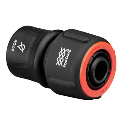 Imagen de Fiskars Conector de manguera, Tamaño universal, Ø 19 mm (3/4&quot;), FiberComp, 40 g, Negro/Rojo, STOP, 1054790