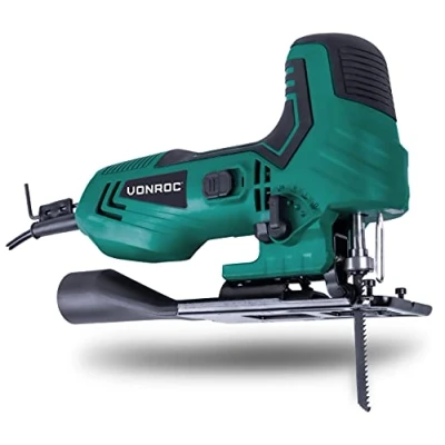 Imagen de VONROC Sierra de calar 550W con mango ergonómico en T Recuperación polvo y soplador 3+1 posiciones péndulo