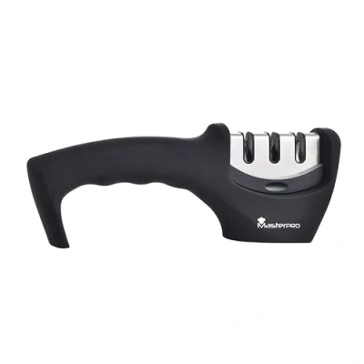 Imagen de MasterPRO FOODIES COLLECTION Afilador de Cuchillos Acero Inoxidable 19x7.8x7 cm Diseño Ergonómico 100% Antiadherente Recubrimiento Silicona Fácil Limpieza Libre Tóxicos