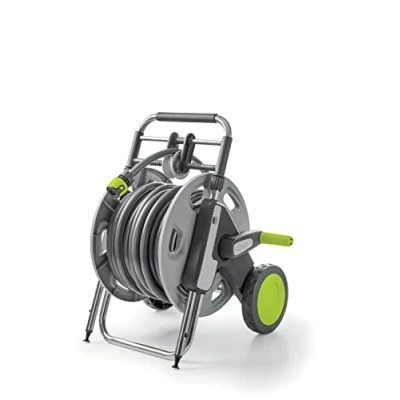Imagen de G.F. SRL CONCEPT Easy Guide Carretilla para manguera de plástico y metal, con sistema guía manguera, 30 m riego Ø 5/8&quot;, pistola multichorro conexiones, fabricado en Italia