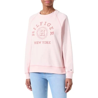 Imagen de Tommy Hilfiger REG Varsity Raglan Sweatshirt WW0WW41239 Sudaderas de Peso Pesado, Rosa (Whimsy Pink), L para Mujer