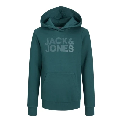 Imagen de JACK&amp;JONES JUNIOR JJECORP Logo Sweat Hood Noos JNR, Sudadera con Capucha Niños, Deep Teal/Fit:Large Print/W. Teal,