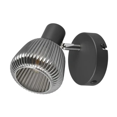 Imagen de Trio Leuchten Foco de pared TARIFA 862800132, metal negro mate, cristal cromado rociado, excl. 1x E14
