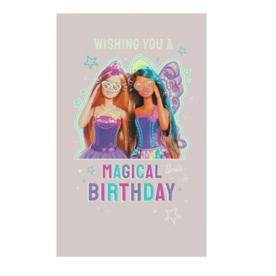 Imagen de Danilo Promotions Limited tarjeta de cumpleaños Barbie, felicitación oficial feliz cumpleaños, multicolor, 21 cm x 12,7