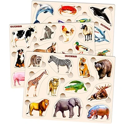 Imagen de Juguetes Niños 1 2 3 Años Montessori Juegos Bebe Puzzles de Madera Regalo Animales Educativos para Niñas y 4 5 Aplicación Educativa con 42 Rompecabezas como