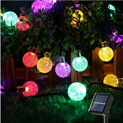 Imagen de Guirnalda Luces Solares, BrizLabs 6.5M 30 LED Cadena De Impermeable 8 Modos Iluminación para Interiores y Exteriores Jardín, Navidad, Terraza, Patio, Fiestas, Multicolor