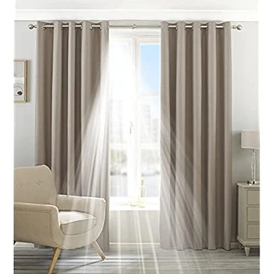 Imagen de Riva Home Inicio Eclipse Blackout Ojal Cortinas, Poliéster, Natural, 90 X 54 (229 137 cm), 90x54 (229x137cm)