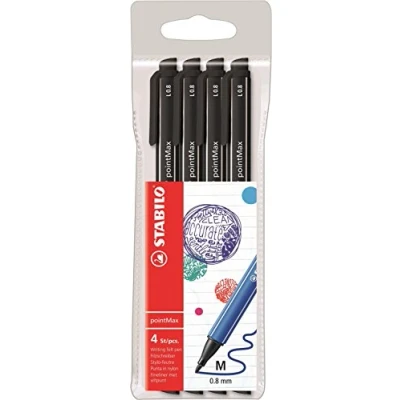 Imagen de Rotulador punta media STABILO pointMax Estuche con 4 unidades color negro