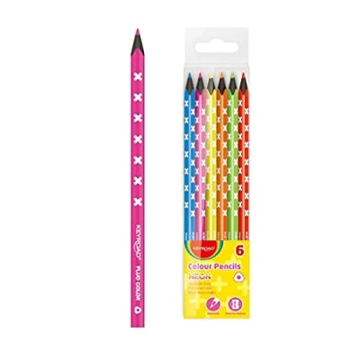 Imagen de KEYROAD Lápices de Color Neón Caja 6 Diseño Triangular con Grafito Resistente 3 mm Madera Revestimiento Colores Útiles Escolares