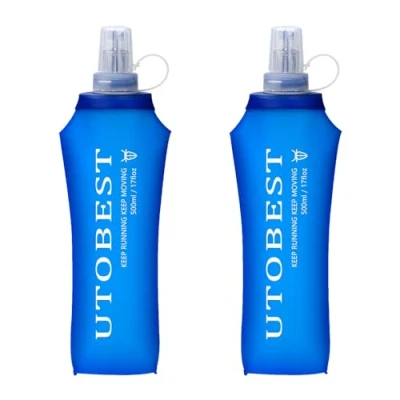 Imagen de UTOBEST botella flexible para beber, plegable blanda con pajita, 600 ml, 500 350 250 sin BPA, PVC, 2 unidades