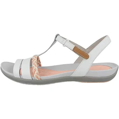 Imagen de Clarks Tealite Grace, Sandalias con Tira Vertical para Mujer Blanco White Leather, 36 EU