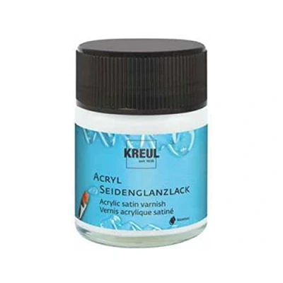 Imagen de KREUL 79402 Barniz, transparente brillo seda, vidrio, base agua, barniz protector y de acabado para pinturas bien secas, resistencia limitada a la intemperie, Acrílico, 50 ml (Paquete 1)