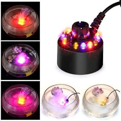 Imagen de FITNATE 12 Luces LED Mist Maker Fogger, Generador de Niebla, Fogger Ultrasónico, Atomizador Humidificador Aire, Fuente Agua, Ideal para Decoración Estanque, Halloween y Otro Festival