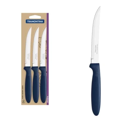 Imagen de Tramontina Set de Cuchillos para Carne Ipanema Azul Oscuro Acero Inoxidable 3 Unidades