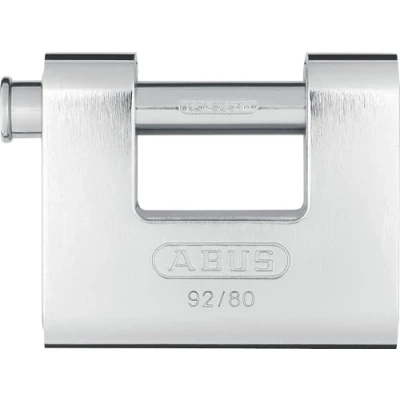 Imagen de ABUS Candado monobloque 92/80 de latón con carcasa acero para máquinas expendedoras, rejas enrollables y mucho más pestillo grueso nivel seguridad 8 plata