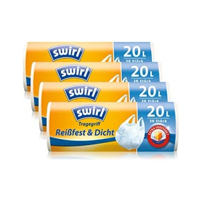Imagen de Swirl Bolsa de basura antibacteriana, 20 litros, 4 rollos con bolsas, color blanco