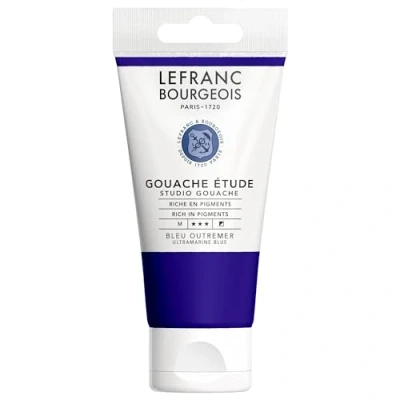 Imagen de Lefranc Bourgeois 301920 Studio Gouache, colores vivos, resistentes a la luz y opacos en tubo de 80 ml Azul Ultramarino