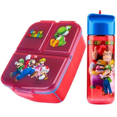 Imagen de Super Mario Fiambrera Infantil con Compartimentos y Botella de Agua Regalos Niños