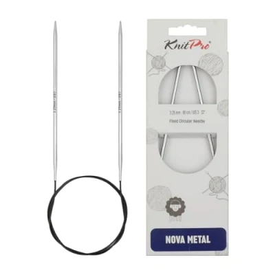 Imagen de Knit Pro Nova Metal: Knitting Pins: Circular: Fijo: 80 cm x 3,25 mm, Silver, 3,25mm