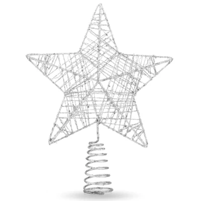 Imagen de punta de árbol Navidad con forma estrella, y abeto, para (plata)