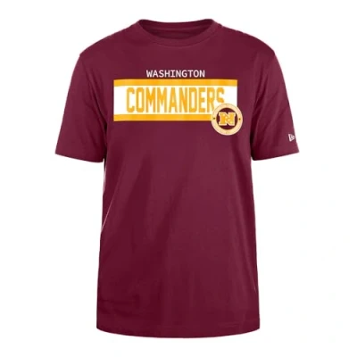Imagen de WASHINGTON COMMANDERS New Era Cap NFL Camiseta Regular de Tinta Alta Densidad Serigrafiada Frontal gráfico Original del Equipo, Color Unisex Rojo Oscuro