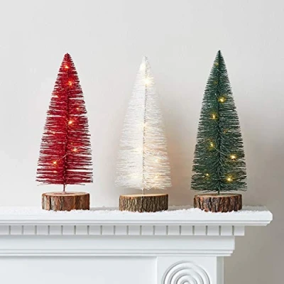 Imagen de Lights4fun Juego de 3 Mini árbol Navidad (30,5 cm, Funciona con Pilas LED, 30,5 cm)