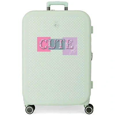 Imagen de Enso Cute Girl Maleta mediana Verde 48x70x28 cms Rígida ABS Cierre TSA integrado 79L 4,32 kgs 4 Ruedas dobles