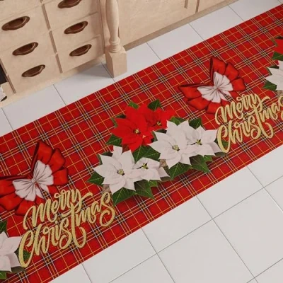 Imagen de PETTI Artigiani Italiani Alfombra de Cocina navideña, navideña para Antideslizante y Lavable, Navidad, 52 x 100 cm, Merry Christmas, Made in Italy