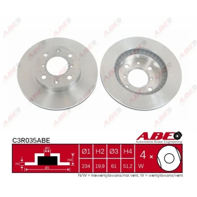 Imagen de ABE C3R035ABE Disco de freno Eje delantero 235,5 20 4 61 ventilado