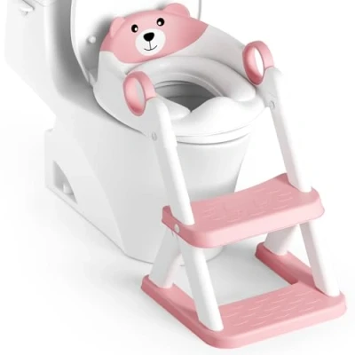 Imagen de Rabb 1st adaptador wc niños, Plegable Portatil Infantil Asiento Inodoro, inodoro de entrenamiento 2 en 1 para cojín antideslizante y antisalpicaduras, taburete escalera.