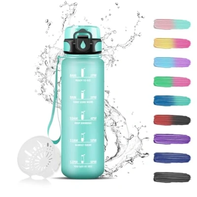 Imagen de Botella de Agua, Agua Deporte 500ml, Prueba Fugas, Niños, Apertura con un Solo Botón, Cantimplora para Adulto, Gimnasio, Escuela, Oficina, Bicicleta Infusión