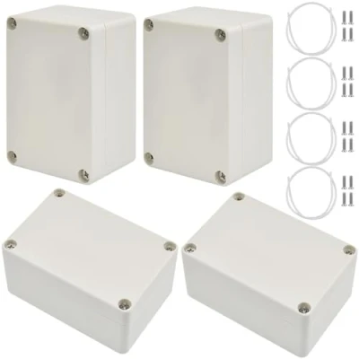 Imagen de ADERTOS 4 PCS Cajas de Conexiones, Caja Conexiones Impermeable IP65, Estanca Exterior Electrica, Proyectos Electrónica, Derivación para Eléctricos Comunicaciones (Blanco)