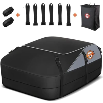Imagen de Sailnovo Bolsa de Techo 580 L/20 cúbicos, Impermeable, con 6 Ganchos para Puerta, Transporte Grande Coches sin/con Barras Techo/portaequipajes/rieles
