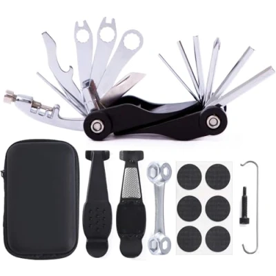 Imagen de Cozyroomy Kit Reparación Herramientas Bicicleta,10 en 1 Herramienta multifunción (con Separador Cadena) y Accesorios de Repuesto, Llave Hueso Paquete Herramientas.