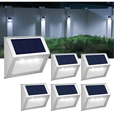 Imagen de GVOREE [Luz Blanca] Luces Solares Exterior Jardin,Impermeable Acero Inoxidable Lámparas para Escaleras,Camino,Patio,Pared y Jardín(paquete de 6)
