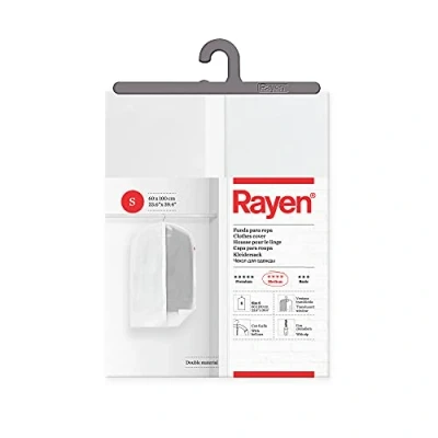 Imagen de Rayen Funda de ropa para armario. traje percha con cremallera. Cubre vestido resistente al polvo, humedad y polillas. 60 x 100 cm. Blanco/Translúcido