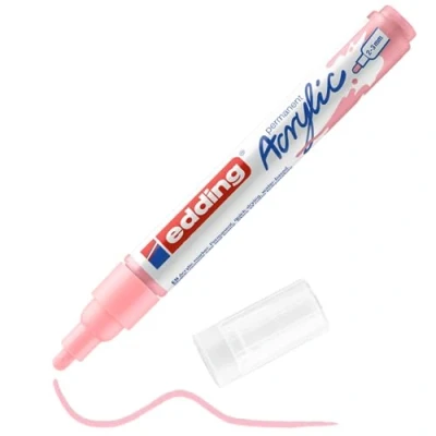 Imagen de edding 5100 marcador acrílico de trazo medio rosa 1 rotulador resistente al agua punta redonda 2 3 mm pintura acrílica para lienzo, papel kraft, madera y piedra