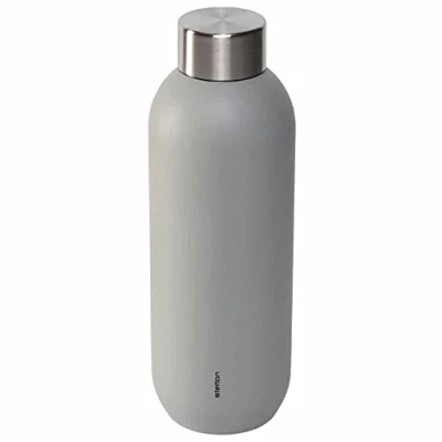 Imagen de Stelton Termo Keep Cool Botella térmica de doble pared Taza diseño moderno para agua, bebidas calientes y frías, café, té 0,6 litros, gris claro