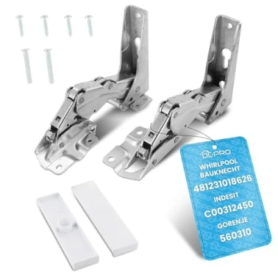 Imagen de DL pro Juego de bisagras puerta superior e inferior para Whirlpool Bauknecht Ignis 481231018626 Indesit Hotpoint C00312450 Bisagra kit Hettich con montaje KDI KGI KVI KVIC Frigorífico