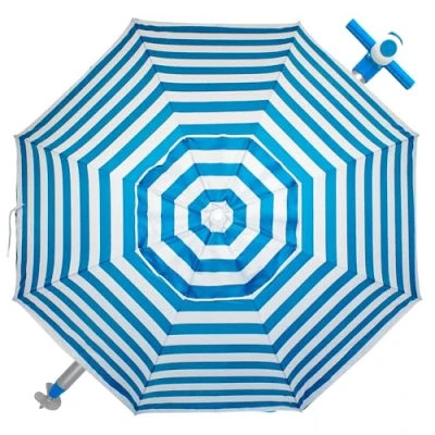 Imagen de Pincho Sombrilla Playa Grande Ø220 cm, antiviento hasta 35km/h, protección UV 50, Materiales de Calidad, Tubo Aluminio, 8 Varillas Fibra, Palo reclinable, Incluye Bolsa Transporte (Color 7)