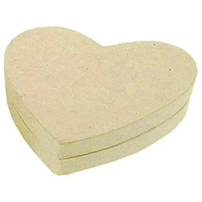 Imagen de Décopatch BT036C Un support en papier brun mâché 13x11x3,5 cm, Boite cœur
