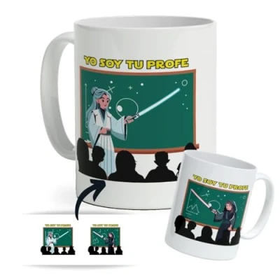 Imagen de DEREGALOOS Taza personalizada con nombre para Profesores. Tazas de Desayuno Regalo Original Profes. Regalos Profes Navidad. fin curso.
