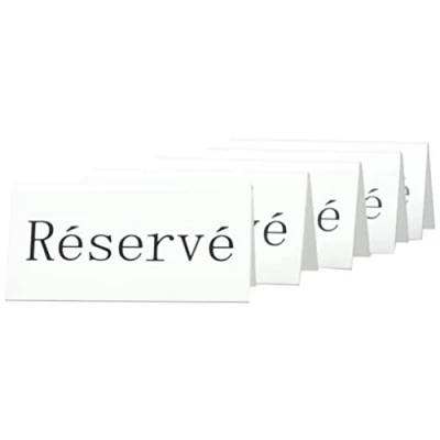 Imagen de Securit Reservation Table Stands,Réservé French (Set de 5), acrílico, blanco, 5x10x4, 5cm