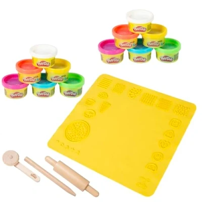 Imagen de roba x Play Doh Juego sostenible Alfombra Creativa, 12 latas de plastilina, Herramientas Madera certificadas por el FSC para niños a Partir 3 años