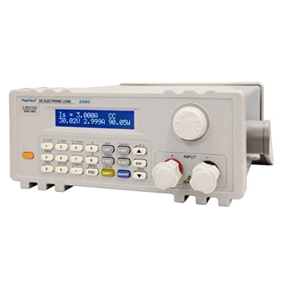 Imagen de PeakTech 2280 carga electrónica de CC programable 300 W con pantalla LCD, adaptador USB a COM, prueba dinámica, voltajes hasta 360 V, comprobador descarga para baterías