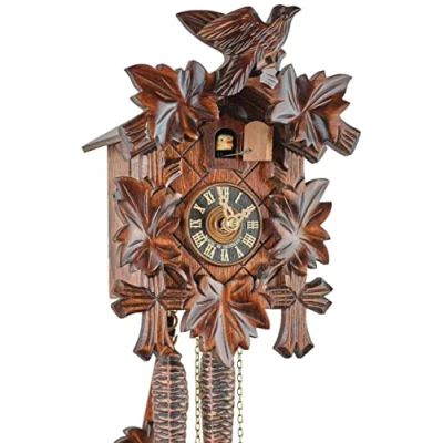 Imagen de Eble Reloj de cuco original la Selva Negra madera auténtica, unidad mecánica 1 día, certificado VDs, cinco hojas, 23 cm, 11311