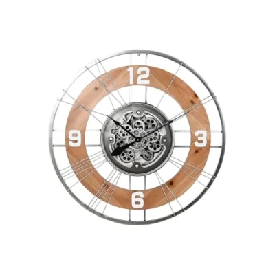 Imagen de Home ESPRIT Reloj de Pared Plateado Natural Cristal Hierro Vintage 90 x 9,5 cm